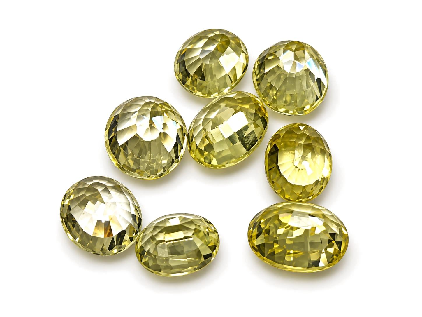 Szafir żółty – kamienie fasetowane, 9 × 7 mm